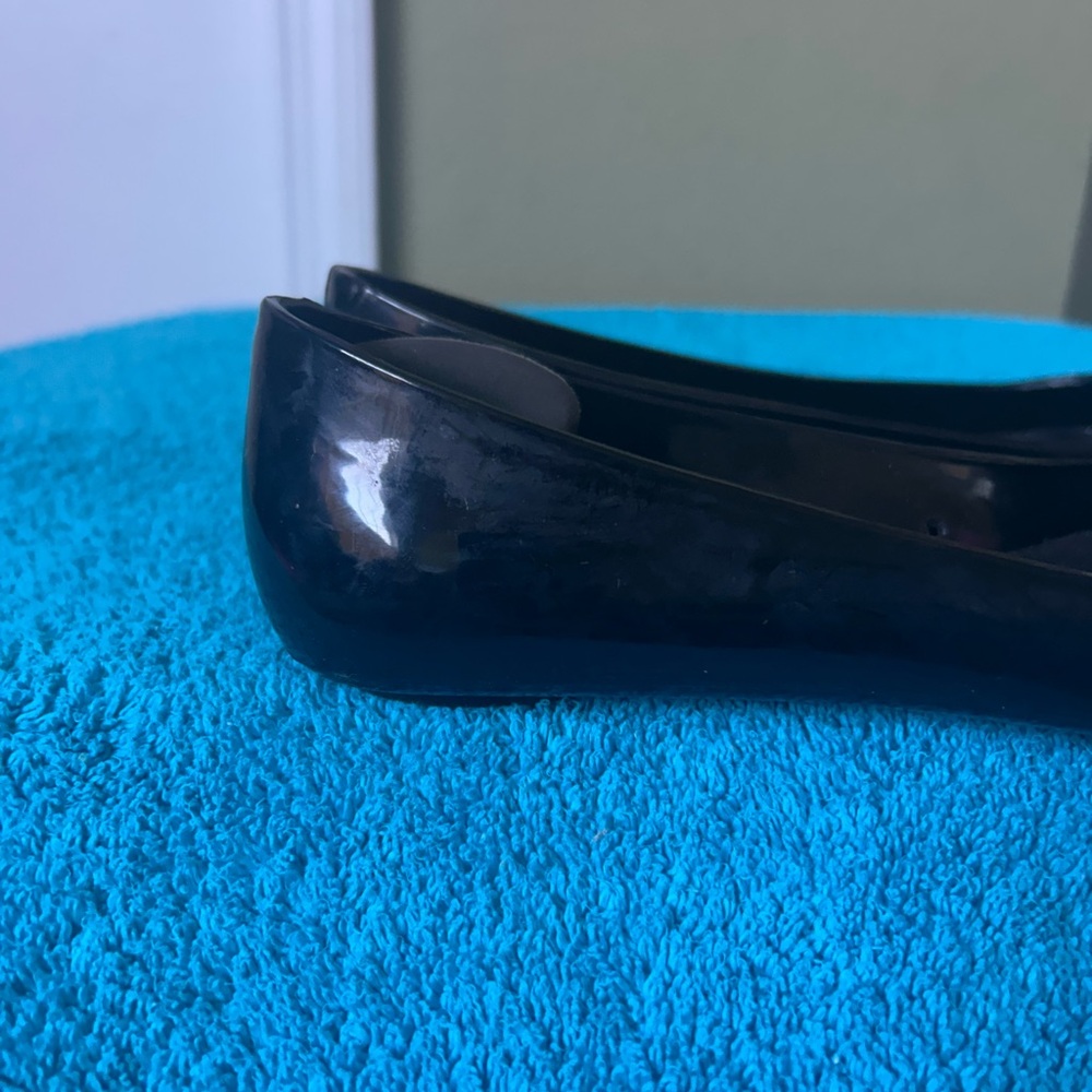 Kate Spade Jade Jelly Black Flats with Floral Accent Sz 9 - Picture 3 of 14